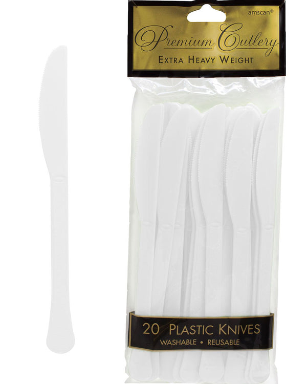White Plastic Knives Pack of 20