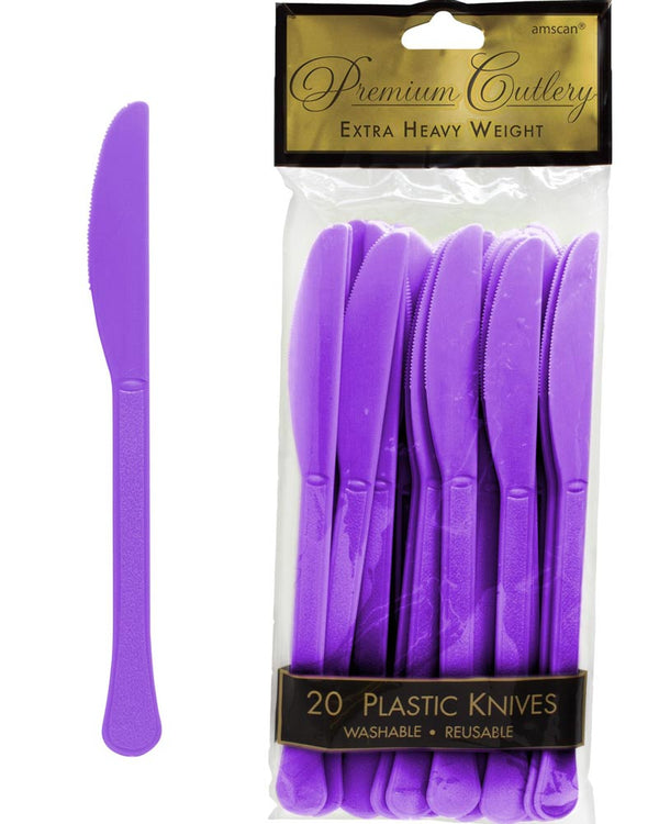 New Purple Plastic Knives Pack of 20