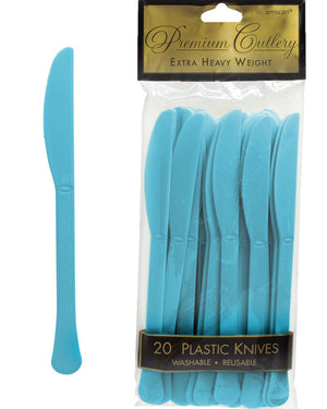 Caribbean Blue Plastic Knives Pack of 20