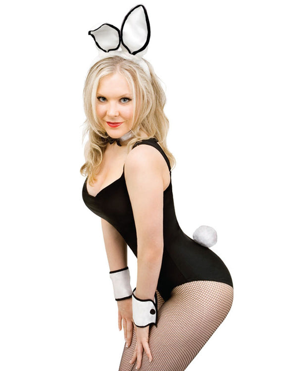 Black and White Ears Collar Tail and Cuffs Play Bunny Set