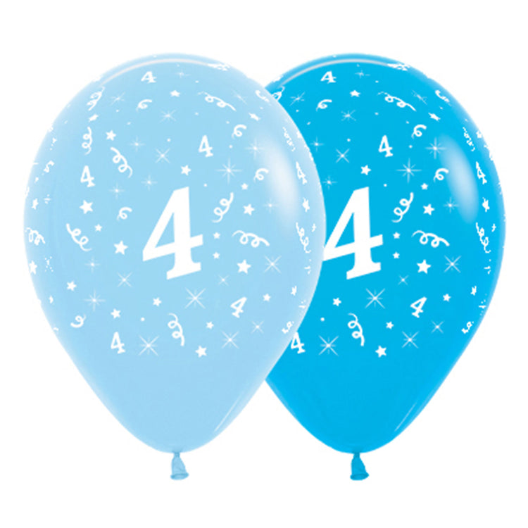 Sempertex 30cm Age 4 Fashion Blue & Royal Blue Latex Balloons, 6PK Pack of 6