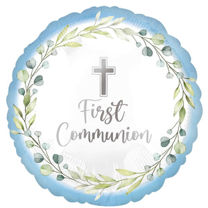 45cm Standard HX My First Communion Blue Balloon