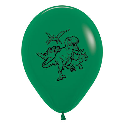 Sempertex 30cm Dinosaurs Fashion Forest Green Latex Balloons 6PK Pack of 6
