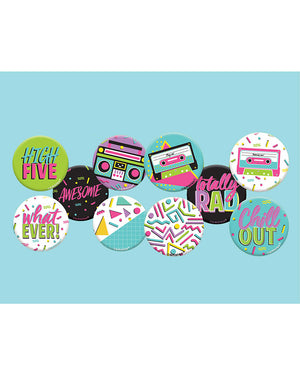 80s Awesome Party Button Badges