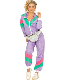 80s Purple Tracksuit Womens Costume