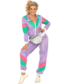 80s Purple Tracksuit Womens Costume