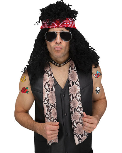80s Rocker Decades Headband Sunglasses Scarf and Tattoos Instant Accessory Set