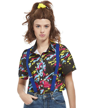 80s Splatter Print Shirt Womens Costume