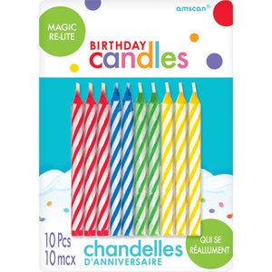 Magic Re-Light Candles Assorted Pack of 10