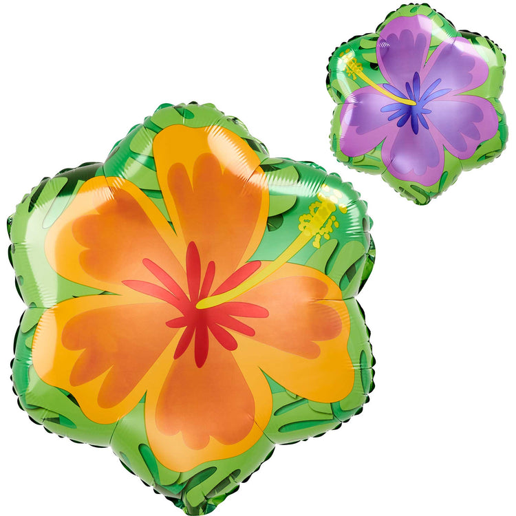 Standard Shape XL Summer Orange & Purple Hibiscus Balloon