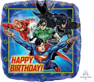 45cm Standard HX Justice League Happy Birthday Balloon