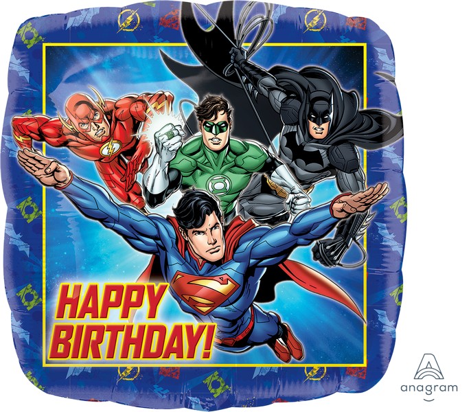 45cm Standard HX Justice League Happy Birthday Balloon