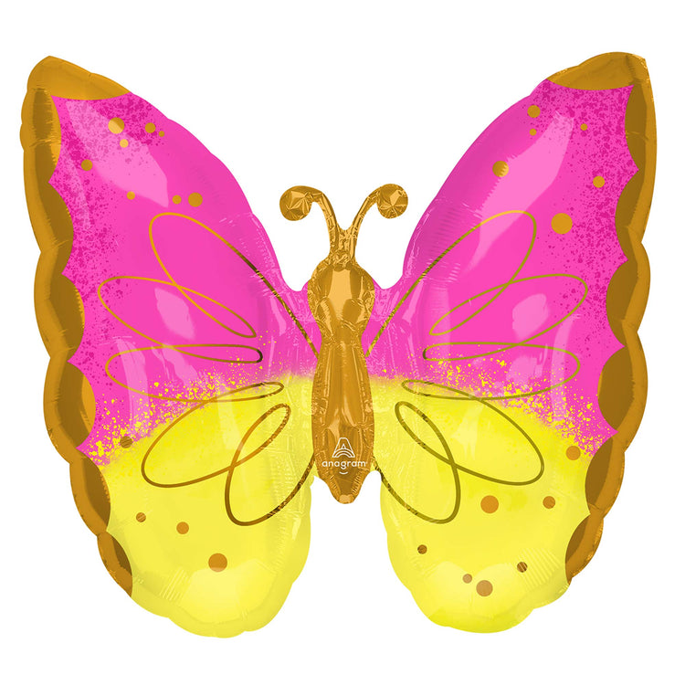 SuperShape XL Pink & Yellow Butterfly Balloon