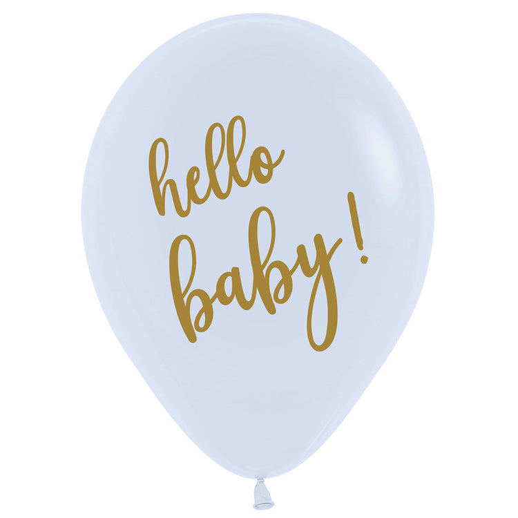 Sempertex 30cm hello baby! Fashion White & Gold Ink Latex Balloons - 25PK