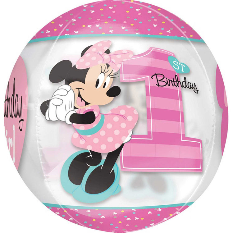 Orbz XL Minnie 1st Birthday Clear Balloon