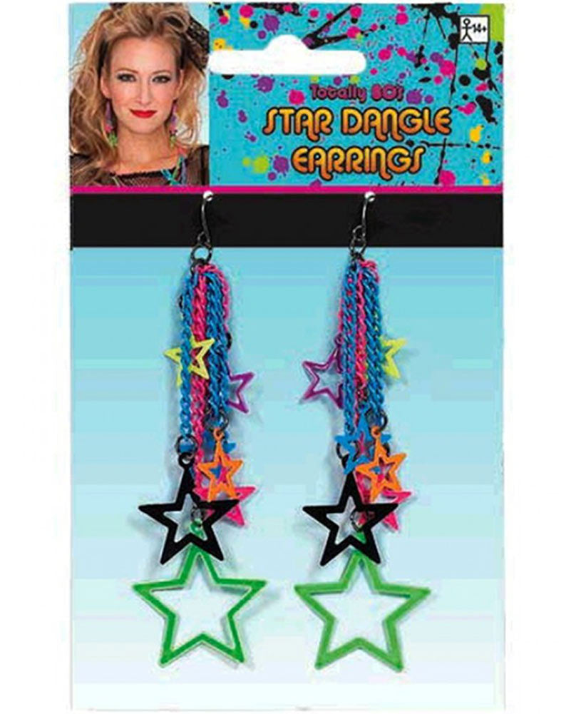 Awesome 80s Star Dangle Earrings