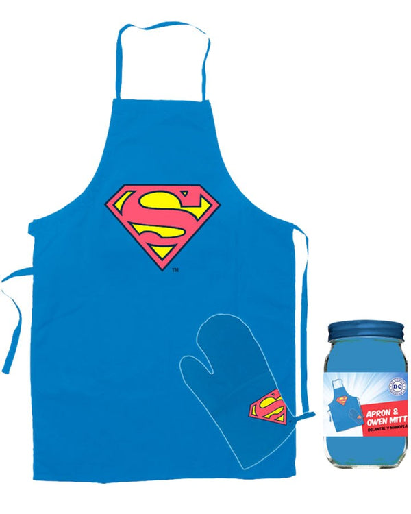 Superman Apron and Oven Mitt Set in Canister