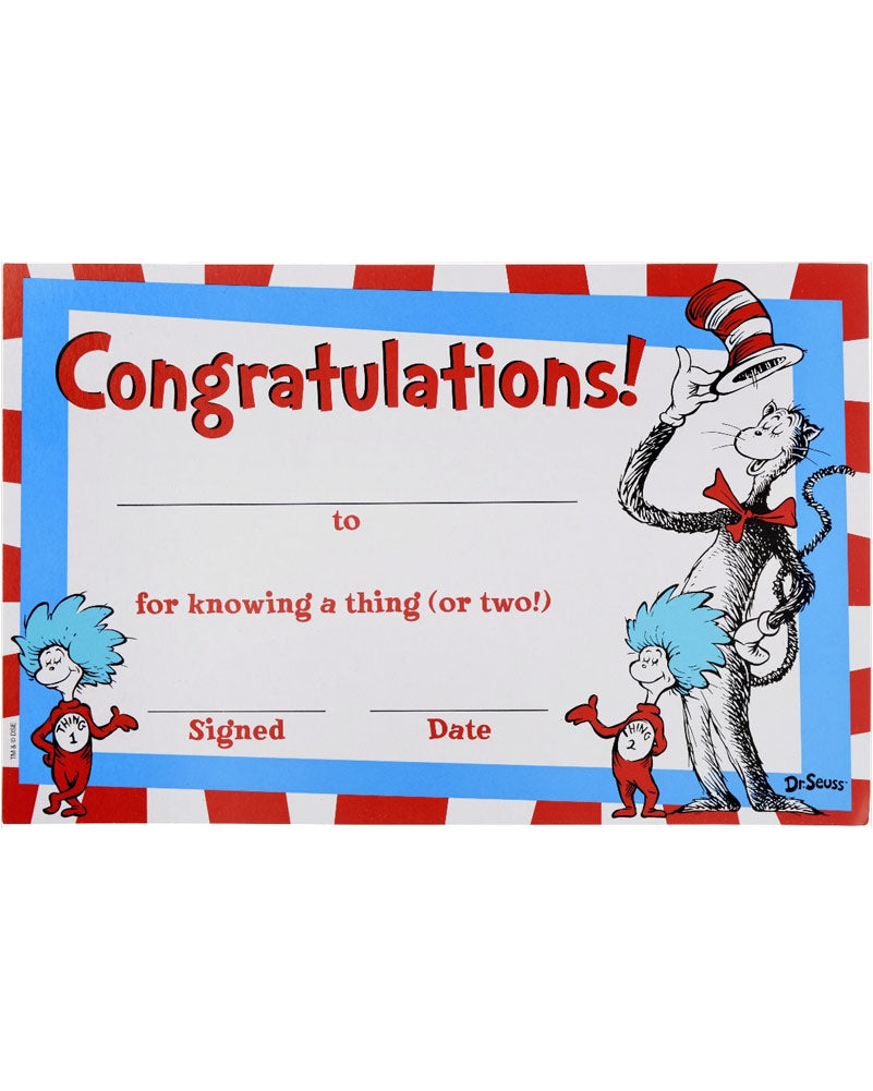 Dr Seuss Cat in the Hat Certificate Pack of 36