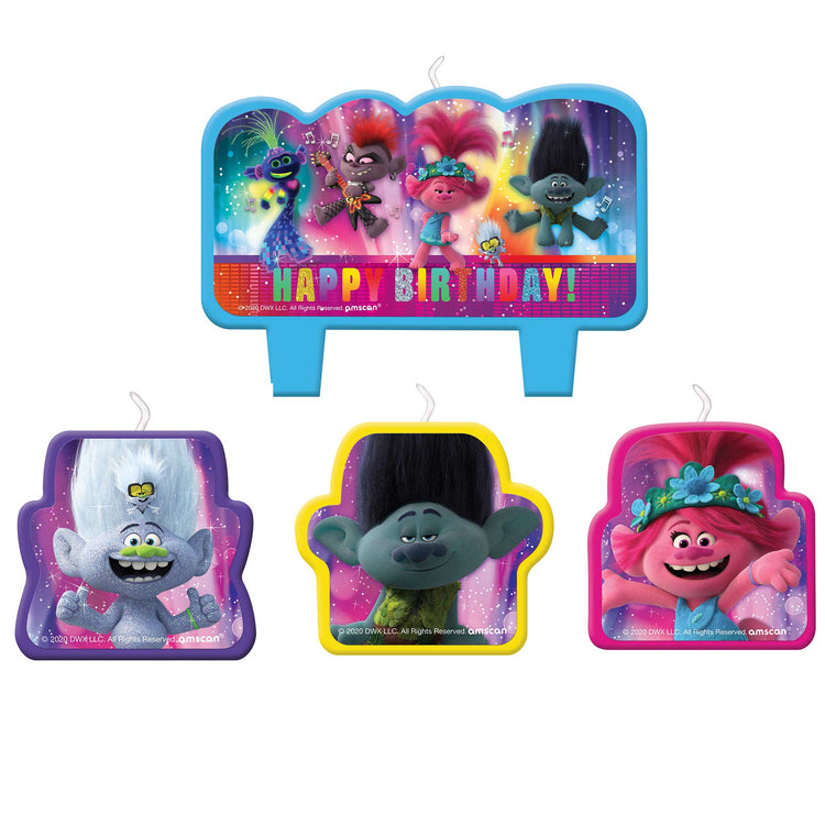 Trolls 2 Happy Birthday Candles Pack of 4