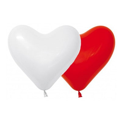 Sempertex 28cm Hearts Fashion Red & White Latex Balloons 12PK Pack of 12