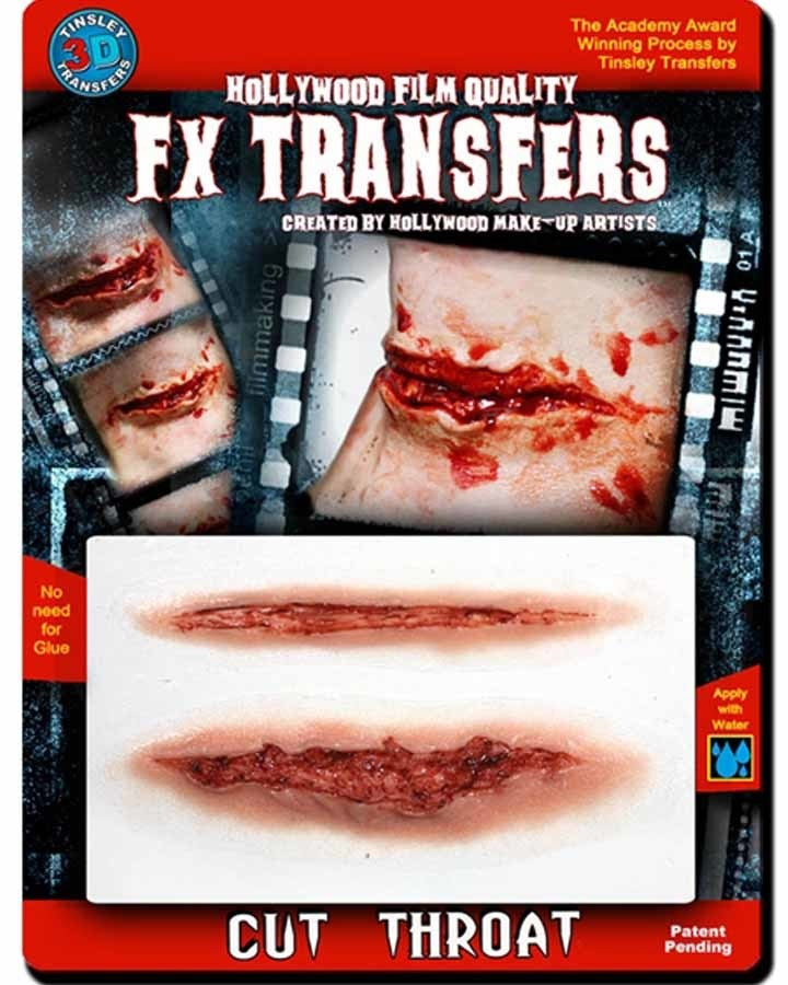 3D Cut Throat FX Appliance Transfer Prosthetic Wound