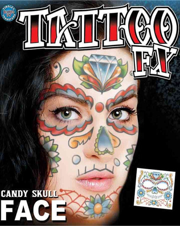 Candy Skull Face Tattoo