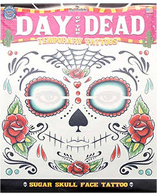 Sugar Skull Face Tattoo Transfer For Halloween