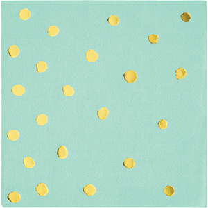 Touch of Colour Fresh Mint & Gold Foil Dots Beverage Napkins Pack of 16