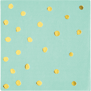 Touch of Colour Fresh Mint & Gold Foil Dots Beverage Napkins Pack of 16