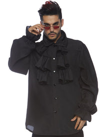 Black Ruffle Front Shirt For Halloween