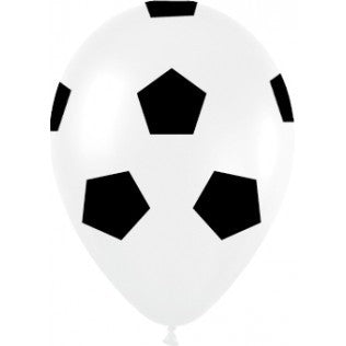 Sempertex 30cm Soccer Balls Print Black & White Latex Balloons 12PK Pack of 12