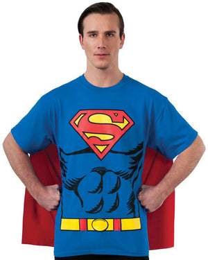 Superman Mens T Shirt and Cape Kit