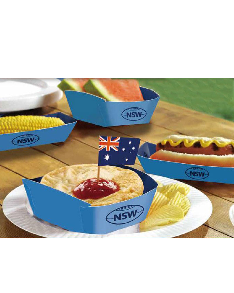 State of Origin NSW Hot Dog and Meat Pie Trays Pack of 16