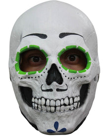 Green Day of the Dead Skull Mens Deluxe Mask