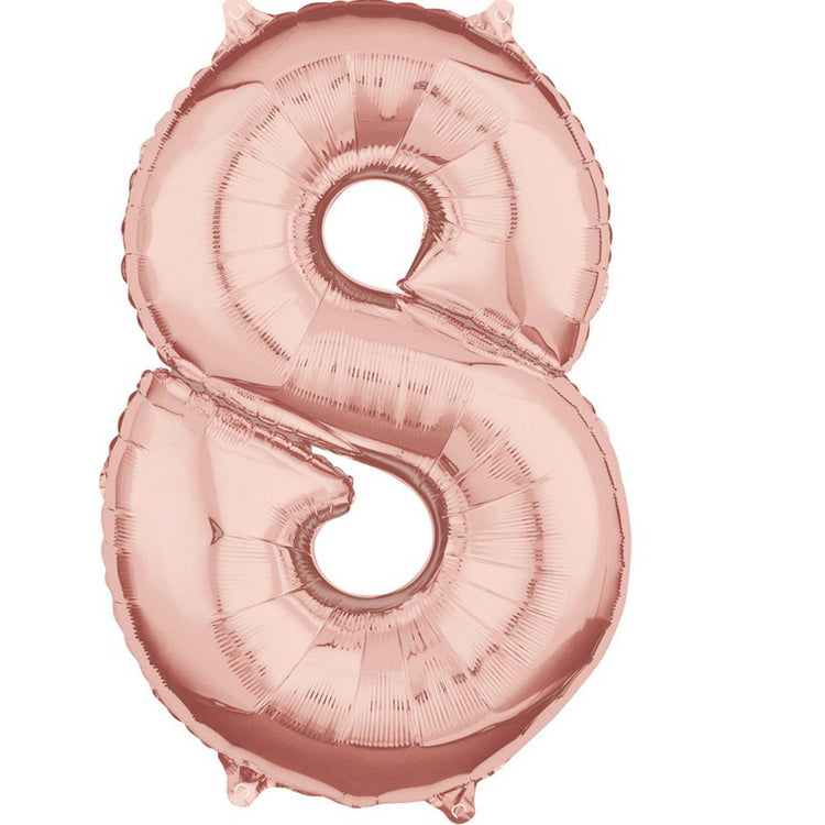 Mid-Size Shape Rose Gold Numeral 8 Balloon