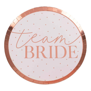 Hen Party Rose Gold Team Bride & Blush Plates Pack of 8