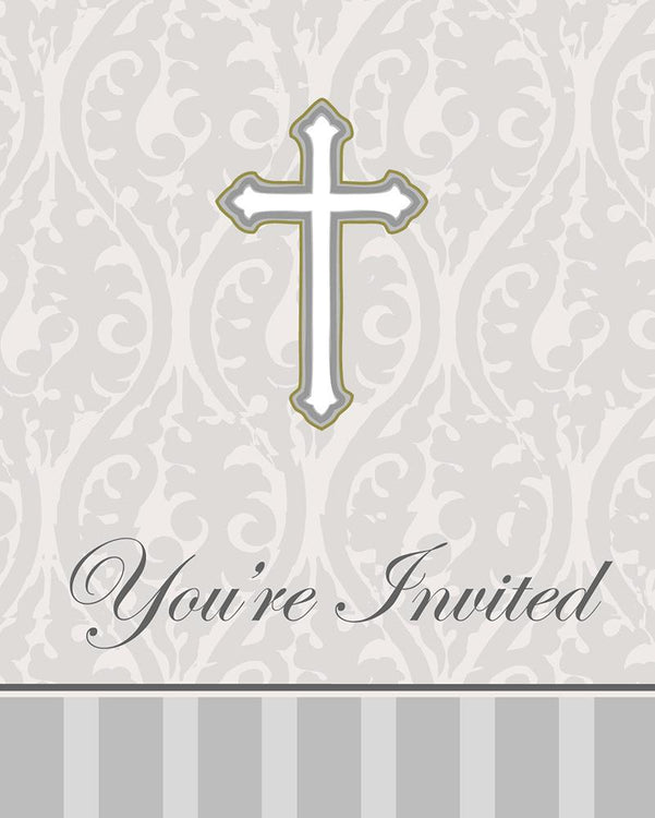 Devotion Christening Invitation Cards Pack of 8