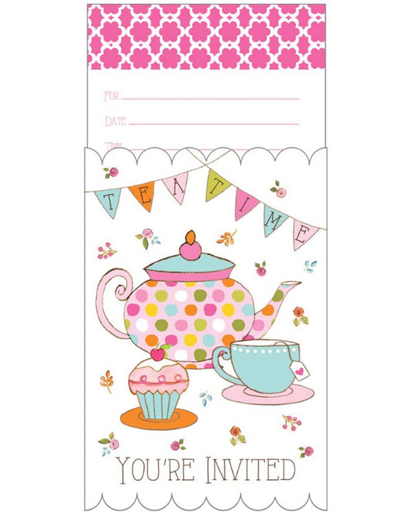 Tea Time Pop Up Party Invitations Pack of 8