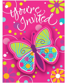 Butterfly Sparkle Party Invitations Pack of 8
