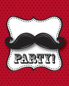 Moustache Foldover Invitations Pack of 8