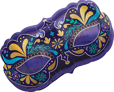 SuperShape Holographic A Night in Disguise Mardi Gras Mask Balloon