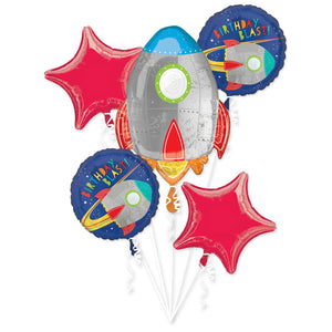 Bouquet Blast Off Birthday Pack of 5 Balloon