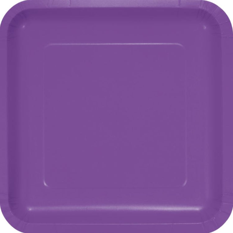 Amethyst Purple Square Dinner Plates Paper 23cm Pack of 18