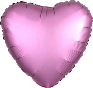 Flamingo Pink Satin 45cm Heart Balloon