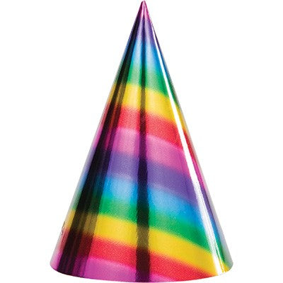 Rainbow Party Hat Cone Pack of 8