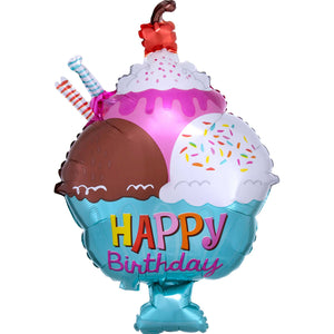 Junior Shape XL Ice Cream Sundae Happy Birthday S50