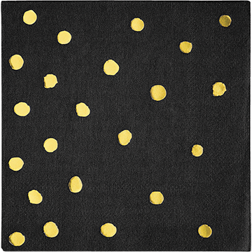Touch of Colour Black Velvet & Gold Foil Dots Beverage Napkins Pack of 16