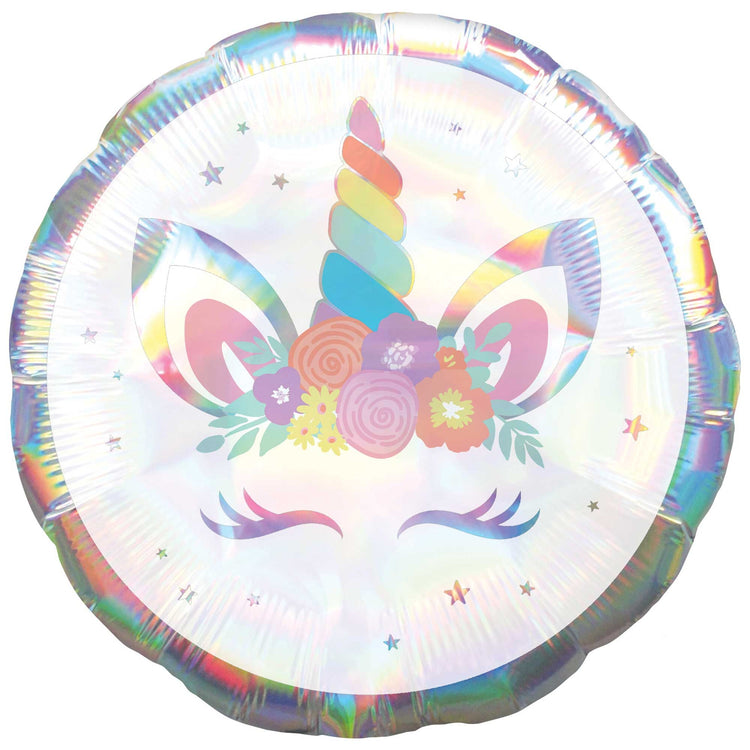45cm Standard Holographic Unicorn Party Iridescent Balloon