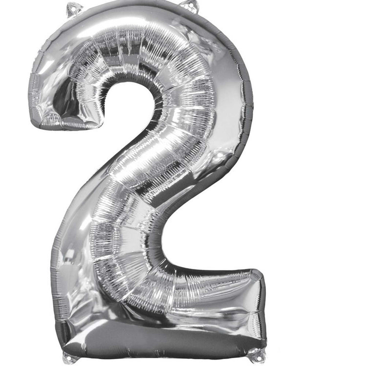Mid-Size Shape Silver Numeral 2 Balloon