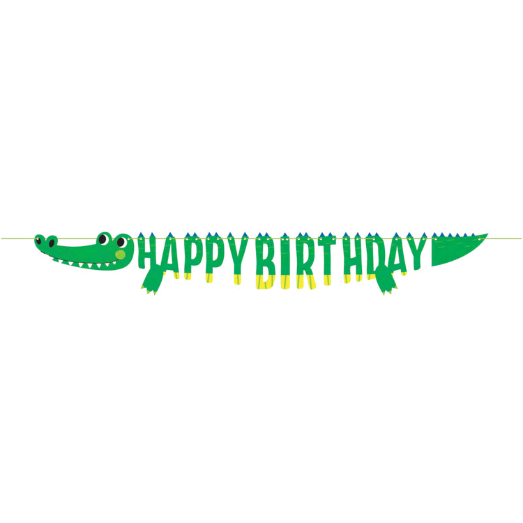 Alligator Party Shaped Ribbon Banner Happy Birthday 18cm x 1.8m